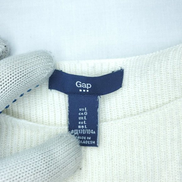 Gap Sweater Women Large White/Beige Long Sleeve Lightweight Top Shirt - Picture 2 of 4